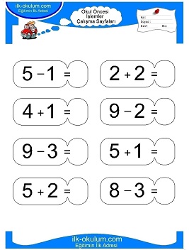 Çocuklar İçin toplam işlemi yaprak testleri 
